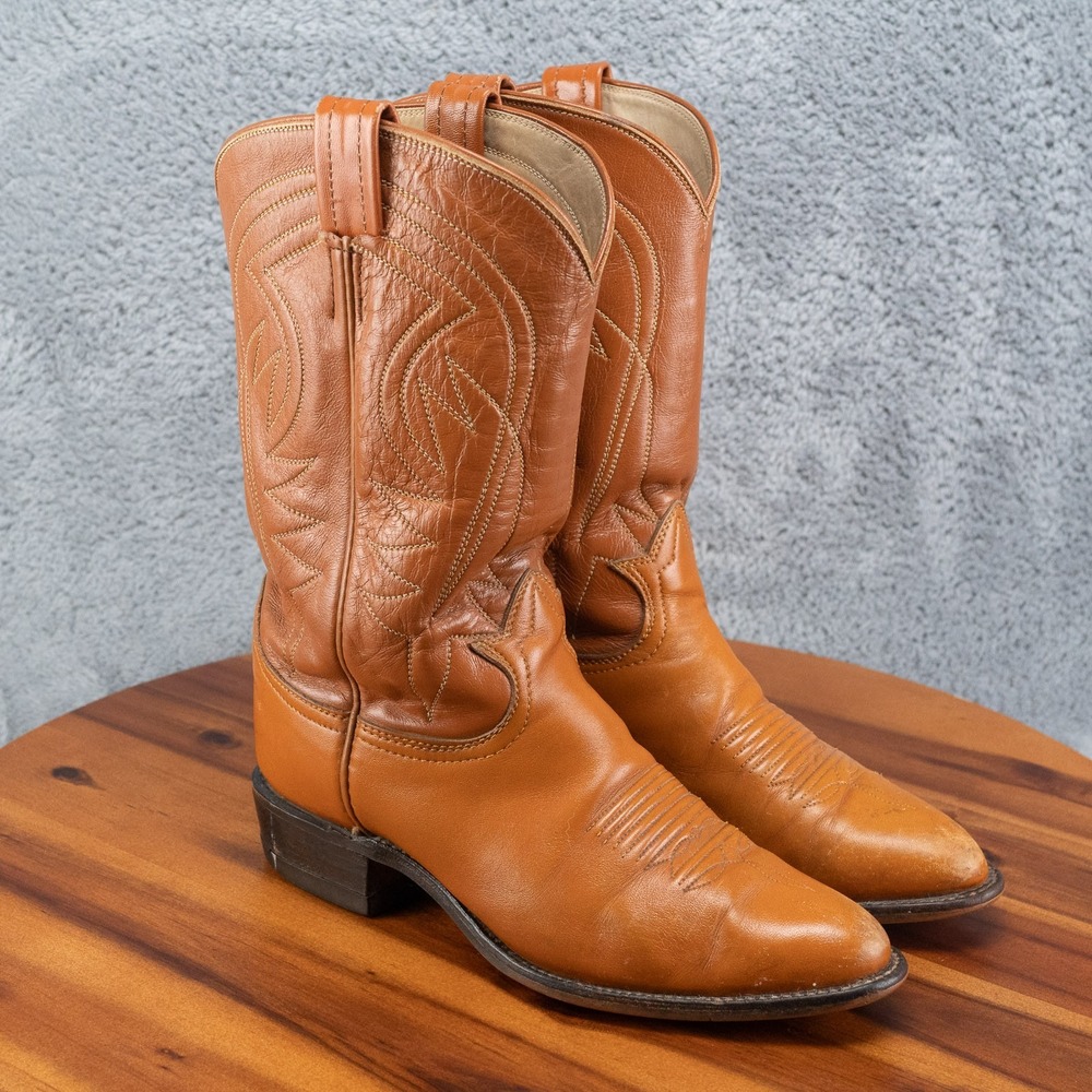 VTG TONY LAMA Boots Pointy Toe Brown Cognac Vintage 6 B